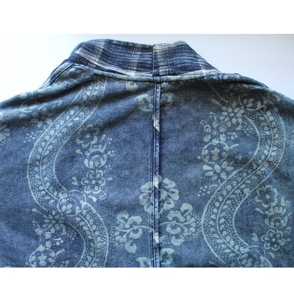 Pilcro Quilted Kimono Jacket / S/M / Blue Motif Anthropologie Long Cardigan Wrap - Picture 9 of 10